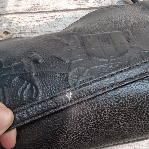 Coach Black Pebbled Leather Crossbody Bag Embossed Horse & Carriage Logo Small - Picture 7 of 10